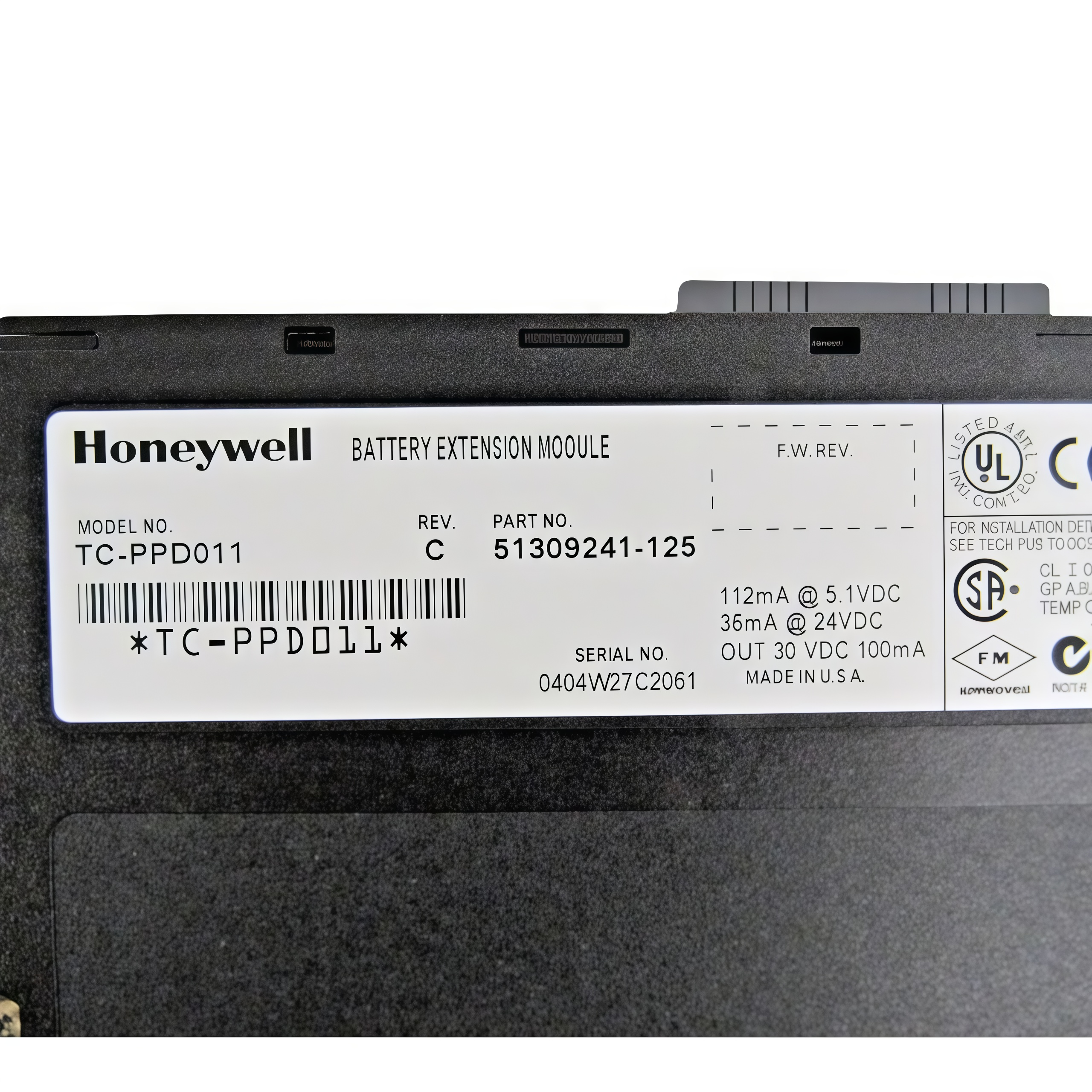 Honeywell TC-PPD011 REV C Battery Extension Module