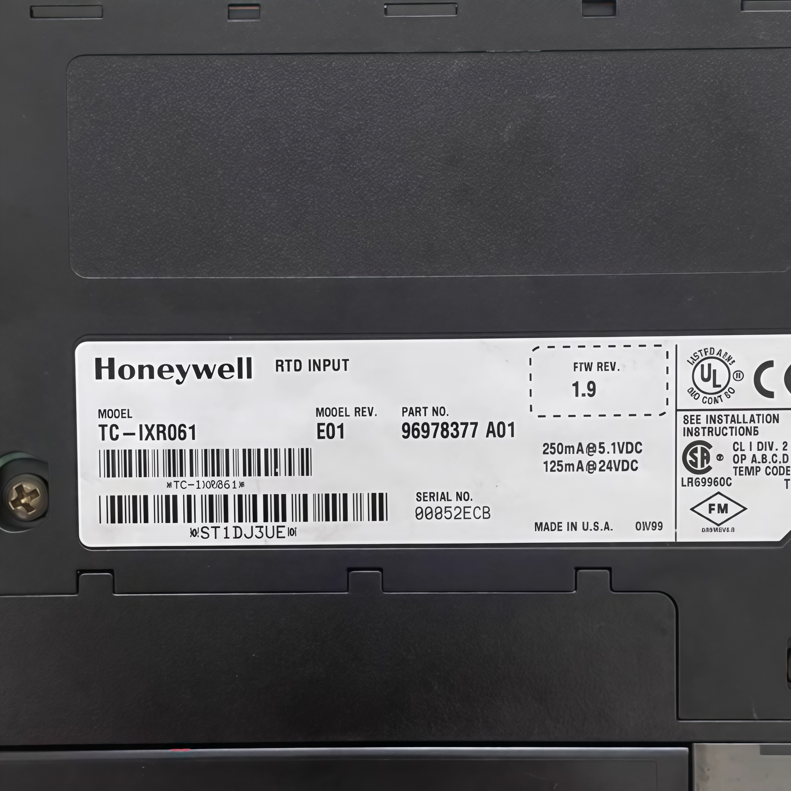 Honeywell TC-IXR061 RTD INPUT MODULE