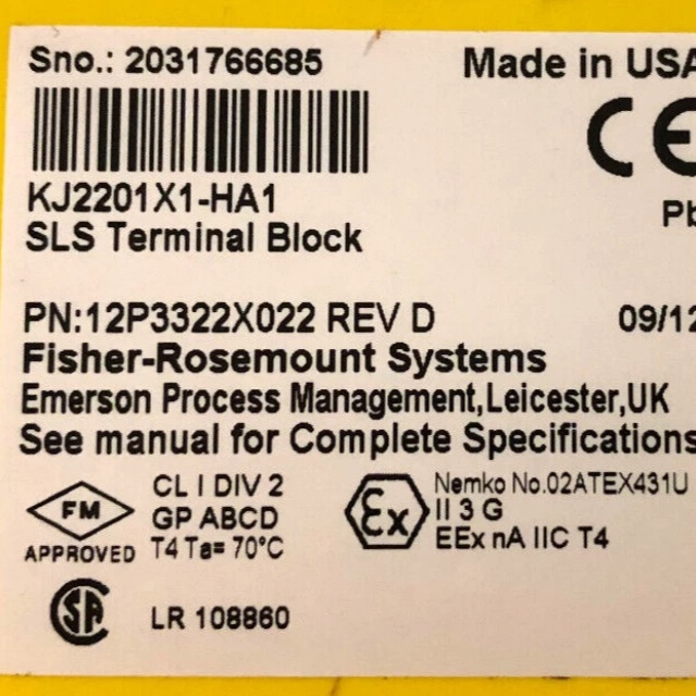 Emerson KJ2201X1-HA1 12P3322X022 SLS TERMINAL BLOCK
